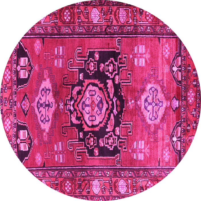 Round Persian Pink Traditional Rug, tr2821pnk