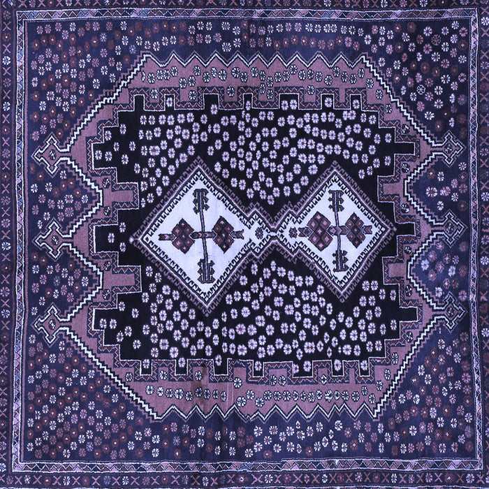 Square Machine Washable Persian Blue Traditional Rug, wshtr2822blu