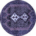 Round Persian Blue Traditional Rug, tr2822blu