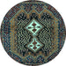 Round Machine Washable Persian Light Blue Traditional Rug, wshtr2822lblu