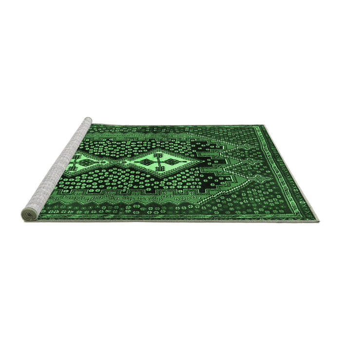 Sideview of Machine Washable Persian Emerald Green Traditional Area Rugs, wshtr2822emgrn