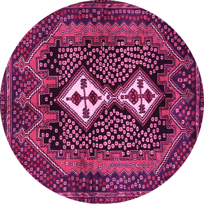 Round Machine Washable Persian Pink Traditional Rug, wshtr2822pnk