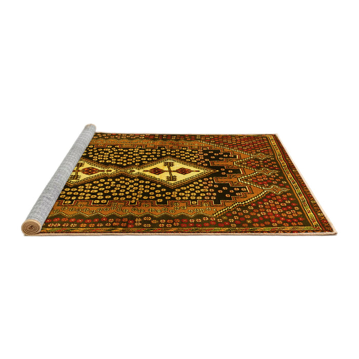 Sideview of Machine Washable Persian Yellow Traditional Rug, wshtr2822yw
