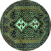 Round Persian Turquoise Traditional Rug, tr2822turq