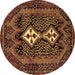 Round Machine Washable Persian Brown Traditional Rug, wshtr2822brn