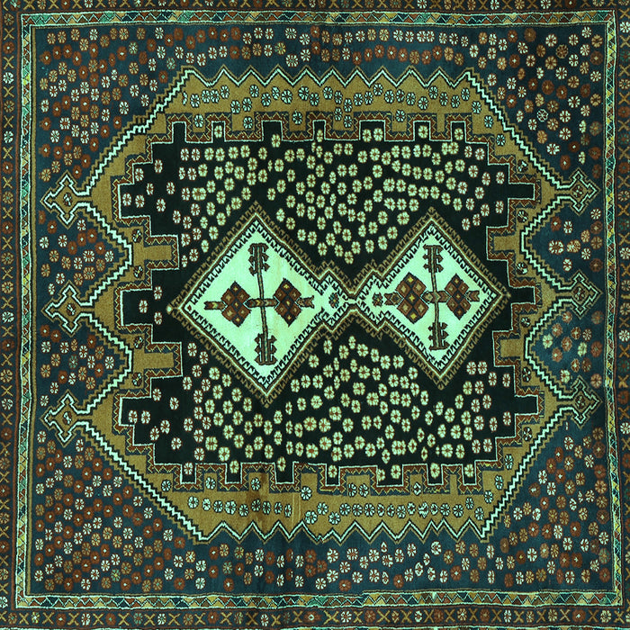Square Machine Washable Persian Turquoise Traditional Area Rugs, wshtr2822turq