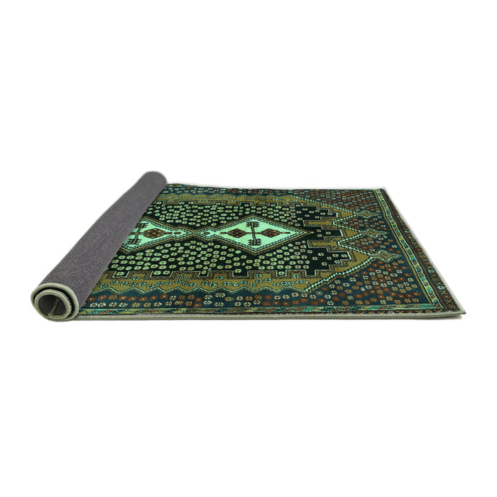 Sideview of Persian Turquoise Traditional Rug, tr2822turq
