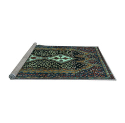 Sideview of Machine Washable Persian Light Blue Traditional Rug, wshtr2822lblu