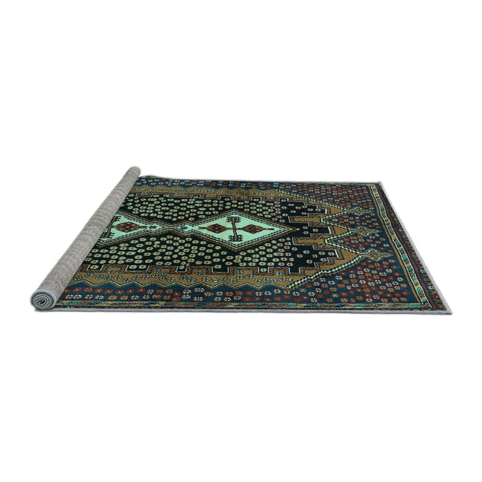 Sideview of Machine Washable Persian Light Blue Traditional Rug, wshtr2822lblu
