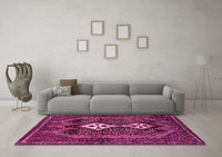 Machine Washable Persian Pink Traditional Rug, wshtr2822pnk