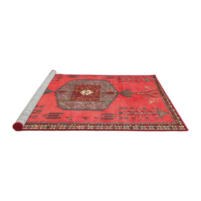 Sideview of Machine Washable Traditional Rust Pink Rug, wshtr2823