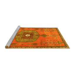 Sideview of Machine Washable Persian Yellow Traditional Rug, wshtr2823yw