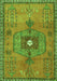 Serging Thickness of Machine Washable Persian Green Traditional Area Rugs, wshtr2823grn