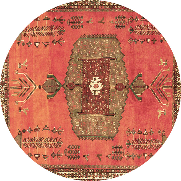Round Persian Brown Traditional Rug, tr2823brn