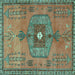 Square Persian Turquoise Traditional Rug, tr2823turq