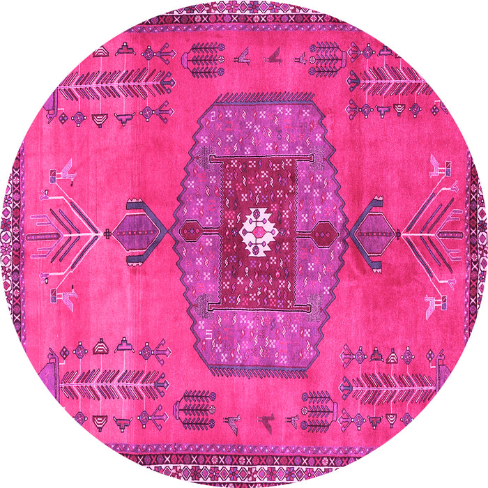 Round Persian Pink Traditional Rug, tr2823pnk