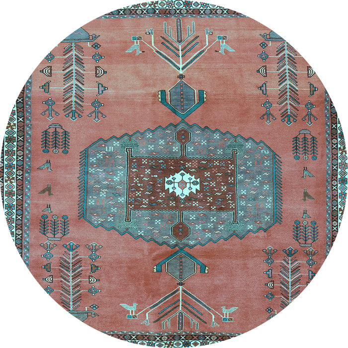 Round Persian Light Blue Traditional Rug, tr2823lblu