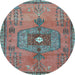 Round Persian Light Blue Traditional Rug, tr2823lblu