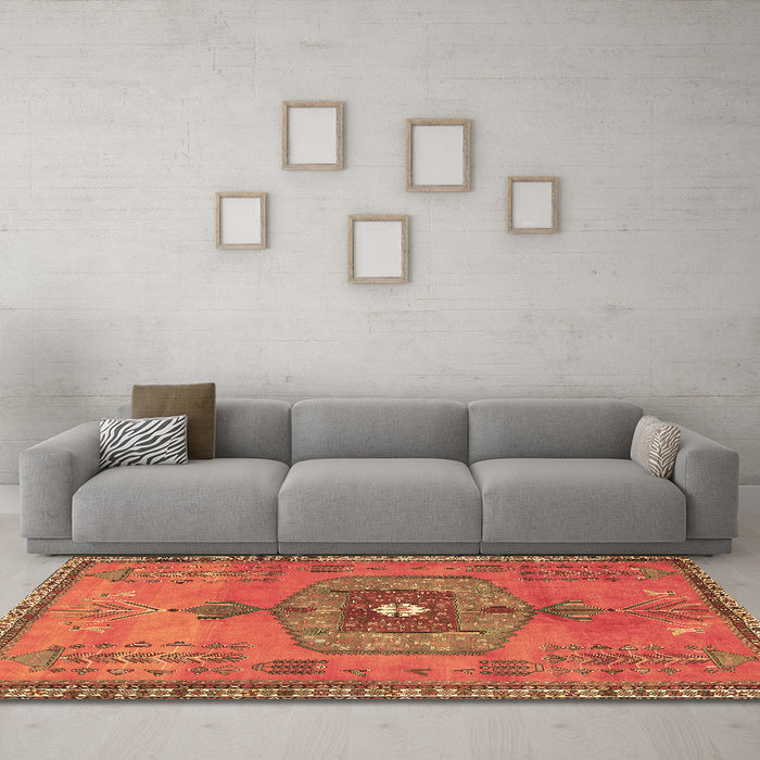 Machine Washable Persian Brown Traditional Rug in a Living Room,, wshtr2823brn