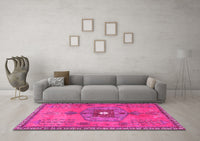 Machine Washable Persian Pink Traditional Rug, wshtr2823pnk