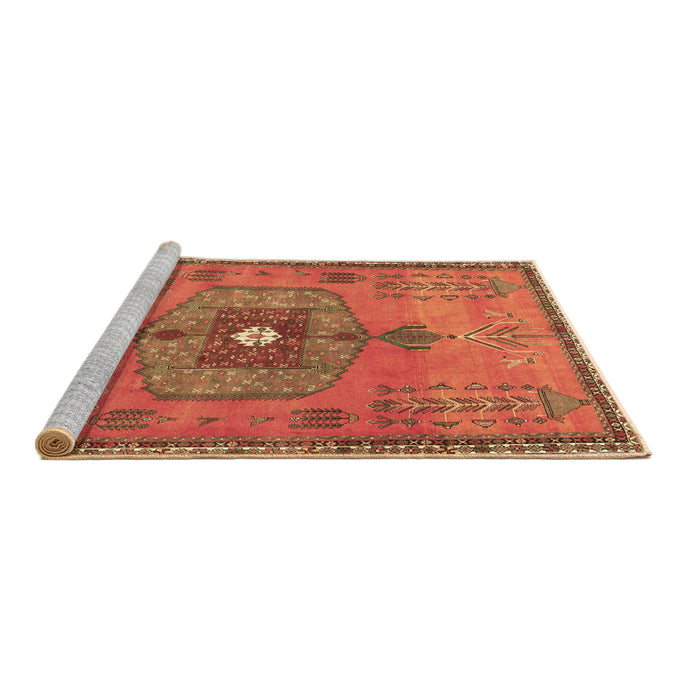 Sideview of Machine Washable Persian Brown Traditional Rug, wshtr2823brn