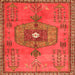 Round Machine Washable Persian Orange Traditional Area Rugs, wshtr2823org