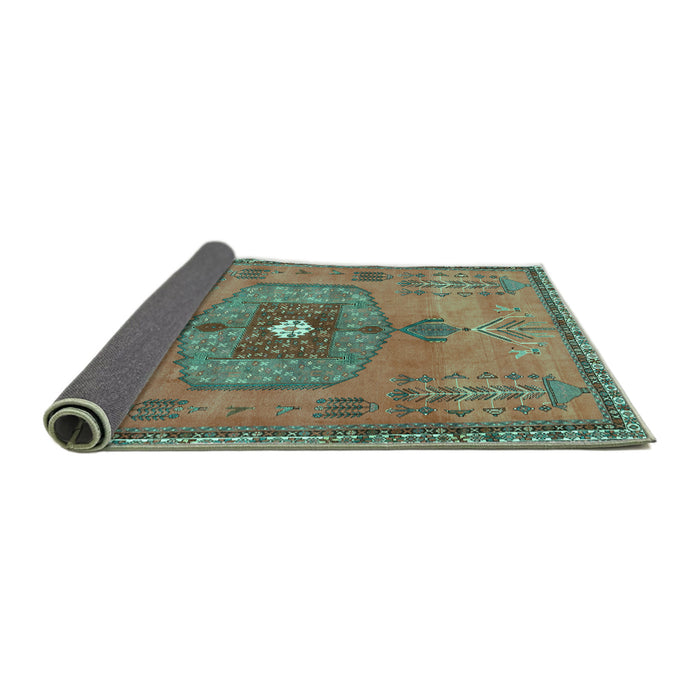 Sideview of Persian Turquoise Traditional Rug, tr2823turq