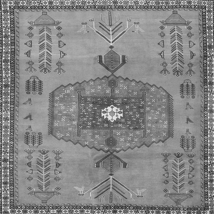Round Machine Washable Persian Gray Traditional Rug, wshtr2823gry