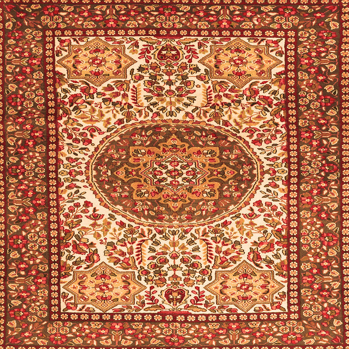 Round Machine Washable Persian Orange Traditional Area Rugs, wshtr2824org