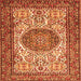 Round Machine Washable Persian Orange Traditional Area Rugs, wshtr2824org