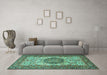 Machine Washable Persian Turquoise Traditional Area Rugs in a Living Room,, wshtr2824turq