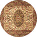 Round Machine Washable Persian Brown Traditional Rug, wshtr2824brn