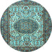 Round Machine Washable Persian Light Blue Traditional Rug, wshtr2824lblu