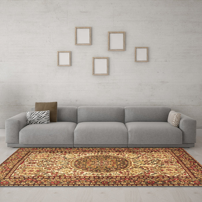 Machine Washable Persian Brown Traditional Rug in a Living Room,, wshtr2824brn