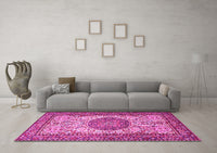 Machine Washable Persian Pink Traditional Rug, wshtr2824pnk