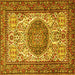 Square Machine Washable Persian Yellow Traditional Rug, wshtr2824yw