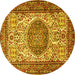 Round Machine Washable Persian Yellow Traditional Rug, wshtr2824yw