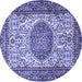 Round Machine Washable Persian Blue Traditional Rug, wshtr2824blu