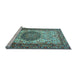 Sideview of Machine Washable Persian Light Blue Traditional Rug, wshtr2824lblu