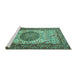 Sideview of Machine Washable Persian Turquoise Traditional Area Rugs, wshtr2824turq