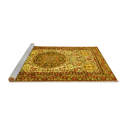 Sideview of Machine Washable Persian Yellow Traditional Rug, wshtr2824yw
