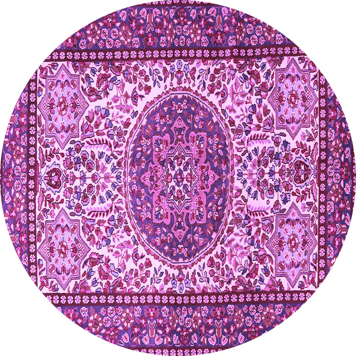Round Machine Washable Persian Purple Traditional Area Rugs, wshtr2824pur
