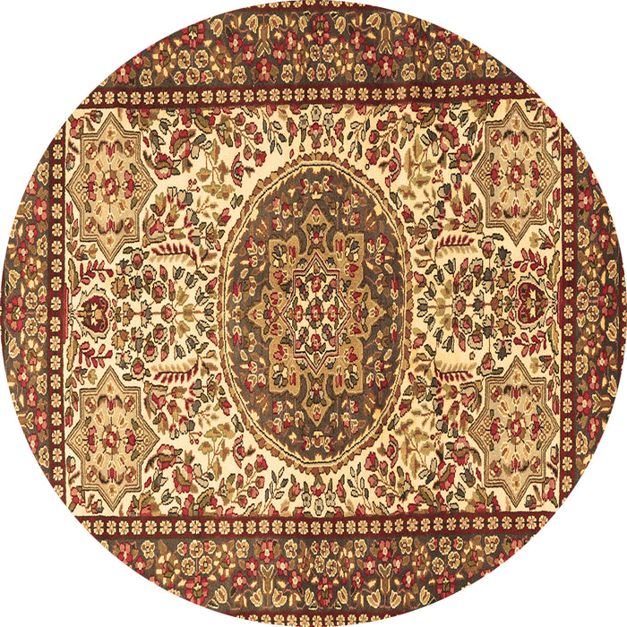 Round Persian Brown Traditional Rug, tr2824brn