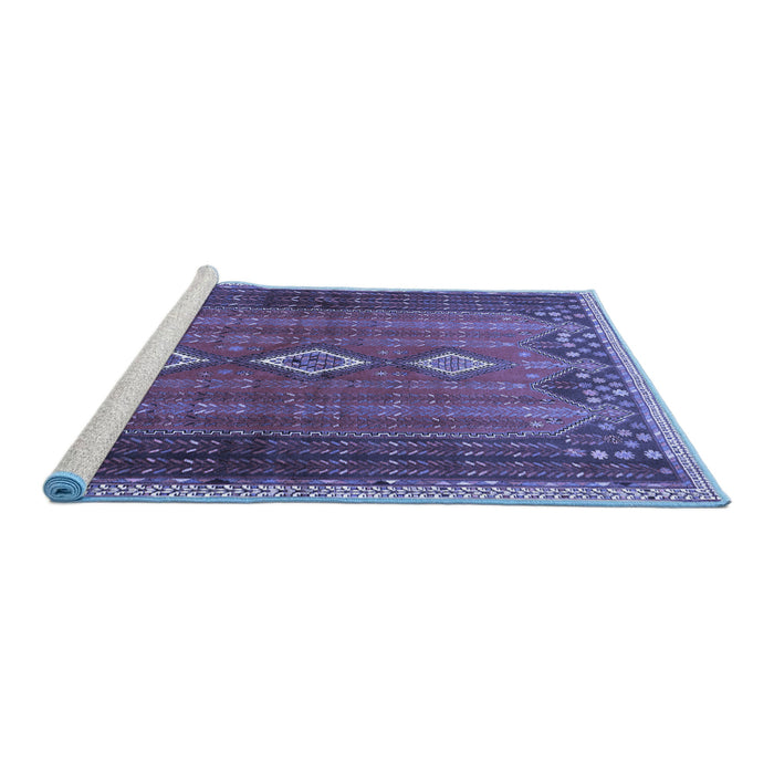 Sideview of Machine Washable Persian Blue Traditional Rug, wshtr2825blu