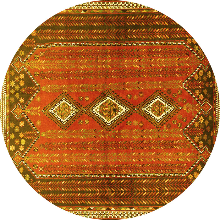 Round Machine Washable Persian Yellow Traditional Rug, wshtr2825yw