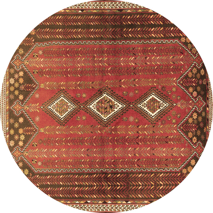 Round Machine Washable Persian Brown Traditional Rug, wshtr2825brn