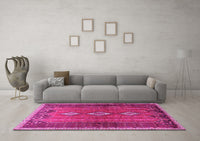 Machine Washable Persian Pink Traditional Rug, wshtr2825pnk