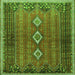 Round Machine Washable Persian Green Traditional Area Rugs, wshtr2825grn