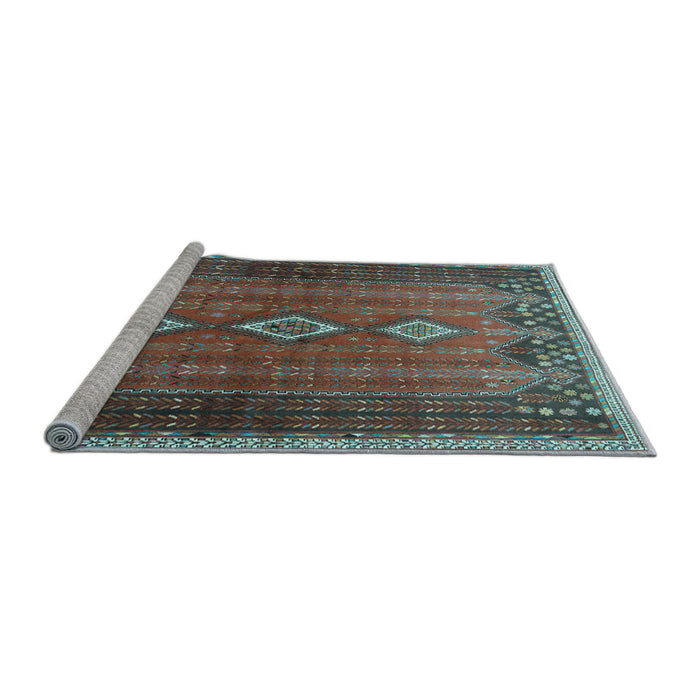 Sideview of Machine Washable Persian Light Blue Traditional Rug, wshtr2825lblu