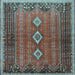 Square Persian Light Blue Traditional Rug, tr2825lblu